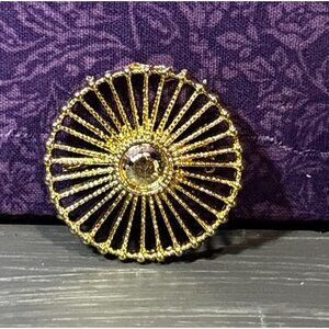 B99 Gold town unsigned starburst brooch pin jewelry vintage